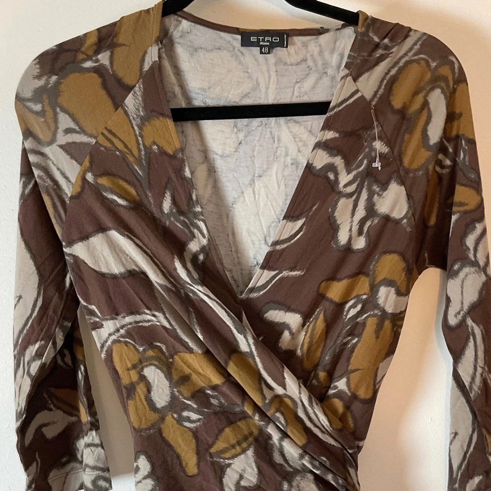 ETRO Midi Wrap Dress | Printed | Brown | Italy | 48 | Large | 12 - Picture 11 of 14